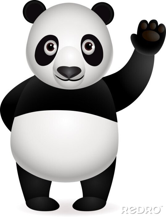 Papier peint  Un panda amical agitant sa patte d'une manière amicale