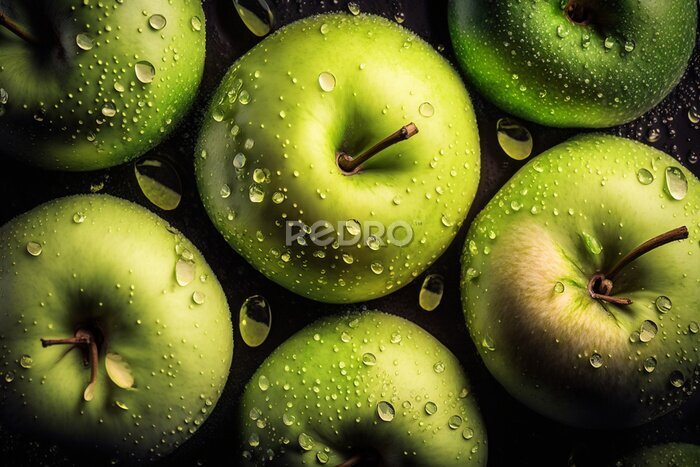 Papier peint  Un panier de pommes vertes
