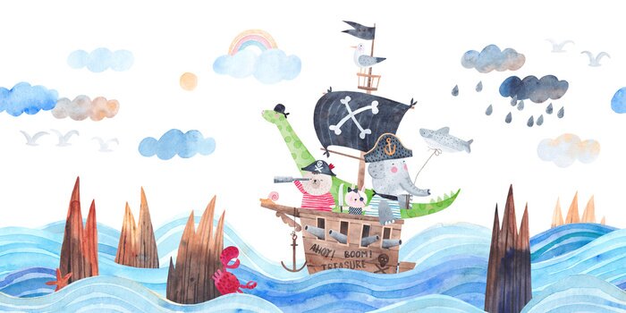 Papier peint  Un voyage sur un bateau pirate