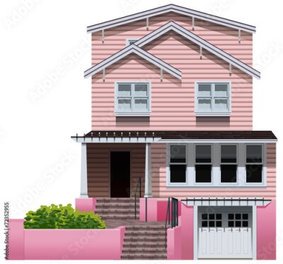 Papier peint  Une belle maison rose