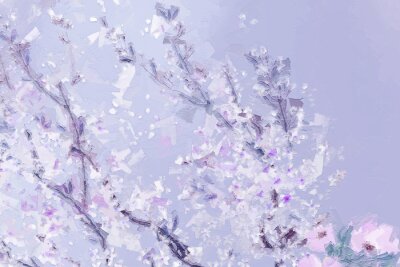 Papier peint  Une branche peinte qui fleurit au printemps