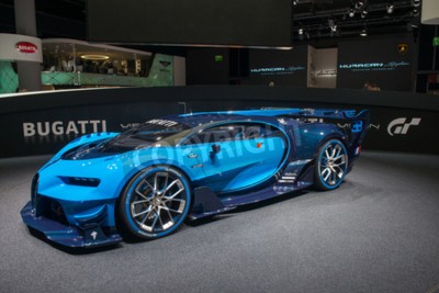 Papier peint  Une Bugatti bleue exposée