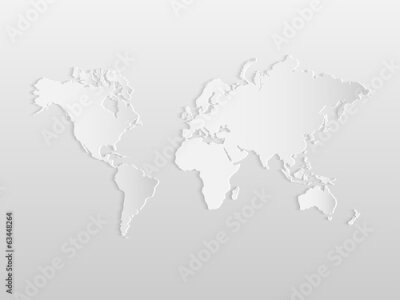 Papier peint  Une carte du monde blanche sur fond gris 3D