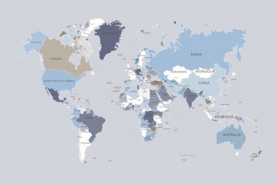 Papier peint  Une carte du monde en quatre couleurs