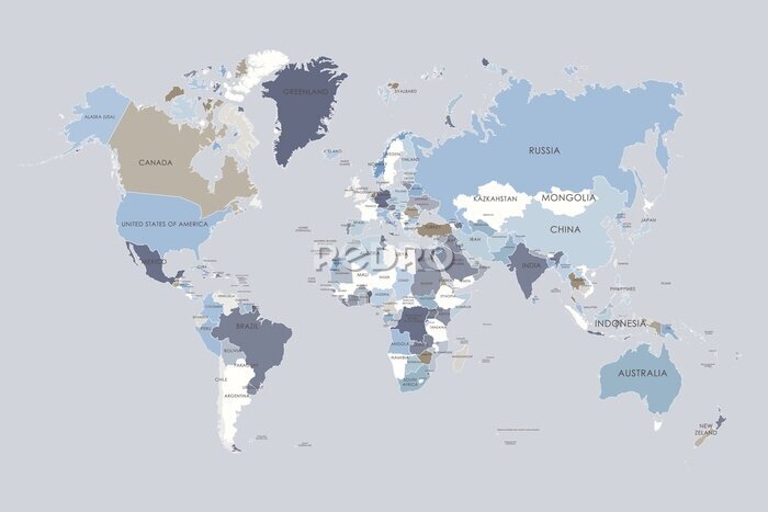 Papier peint  Une carte du monde en quatre couleurs