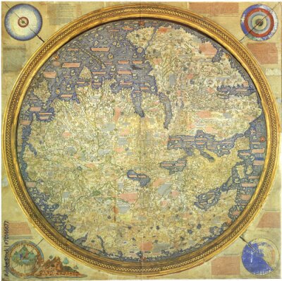 Papier peint  Une carte du monde orientale Cadre circulaire