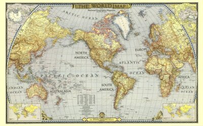 Papier peint  Une carte du monde vieillie au style rétro