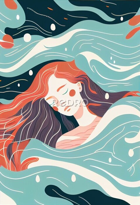 Papier peint  Une femme parmi les vagues