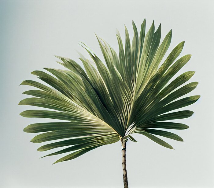Papier peint  Une feuille étalée sur fond gris