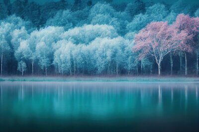 Papier peint  Une forêt dans une chaîne pastel