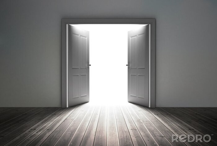 Papier peint  Une lumière claire derrière une grande porte