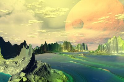 Papier peint  Une planète comme dans un film fantastique