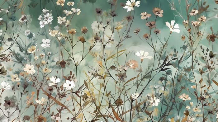 Papier peint  Une promenade dans le pré un jour de printemps