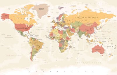 Papier peint  Une représentation rétro d'une carte du monde