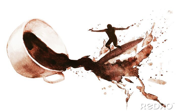 Papier peint  Une silhouette dansant sur du café