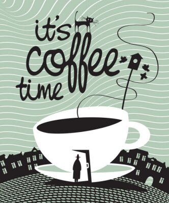 Papier peint  Une tasse avec une inscription et un chat