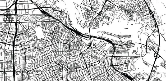Papier peint  Urban vector city map of Amsterdam, The Netherlands