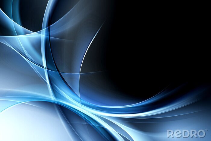 Papier peint  Vague bleue sur fond noir