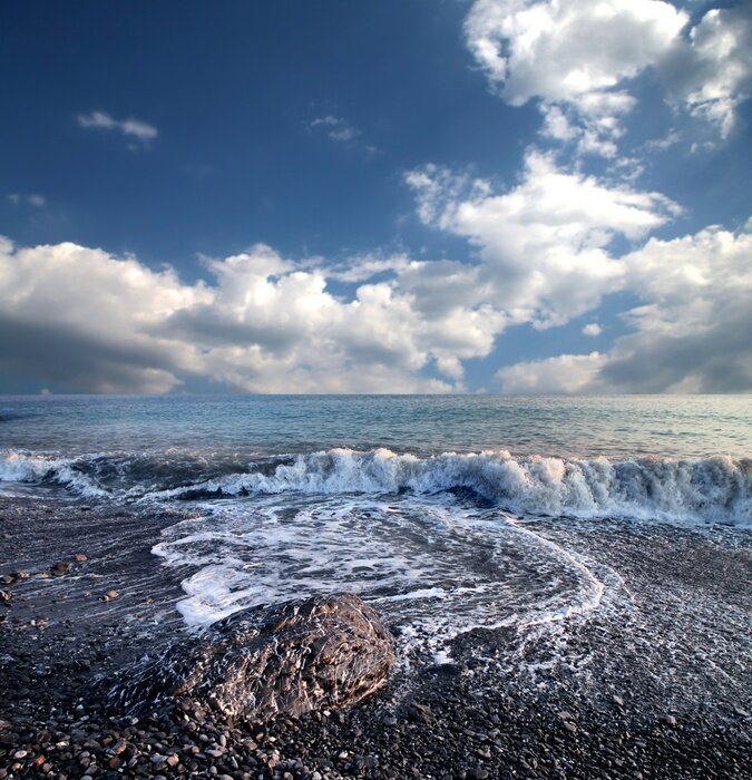 Papier peint  Vagues de la mer et ciel