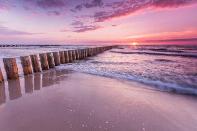 Papier peint  Vagues de plage et ciel violet