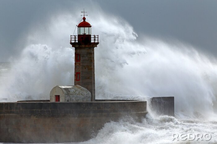 Papier peint  Vagues hautes et phare