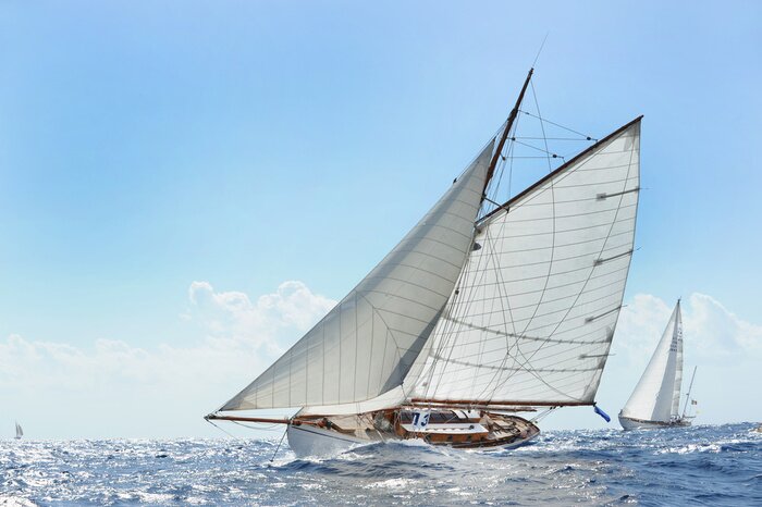 Papier peint  Vagues luisantes et voiliers