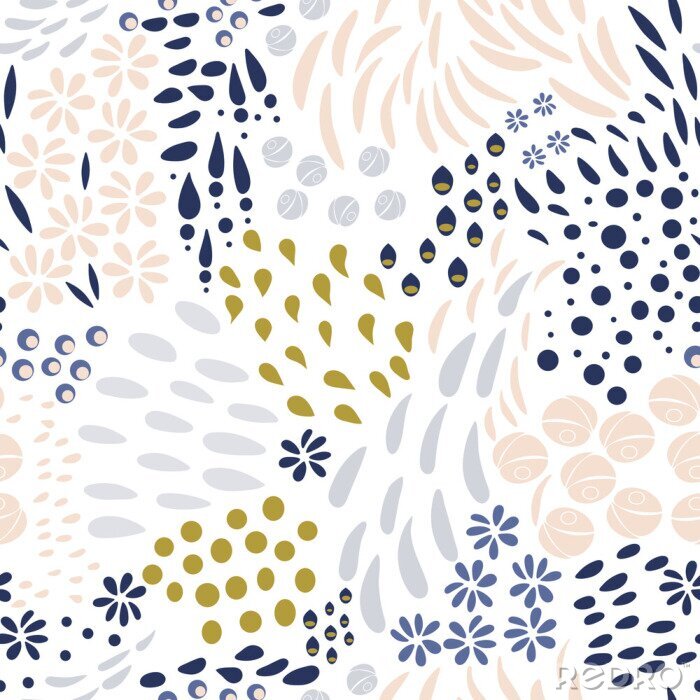 Papier peint  Vecteur abstrait sans soudure organique, motif botanique, modèle de griffonnages à main levée.