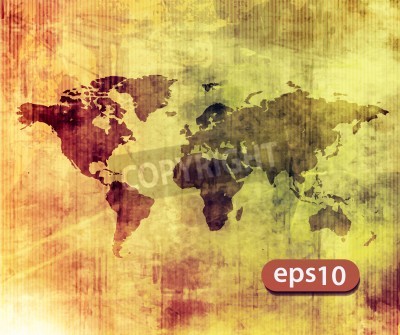 Papier peint  Vecteur illustré carte du monde avec un fond blanc texture.