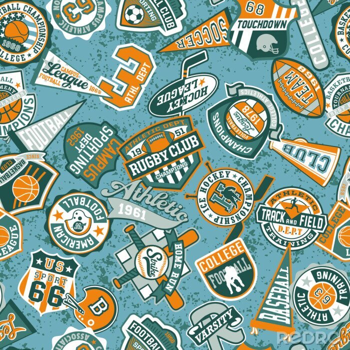 Papier peint  Vecteur motif transparente de sport badges cru