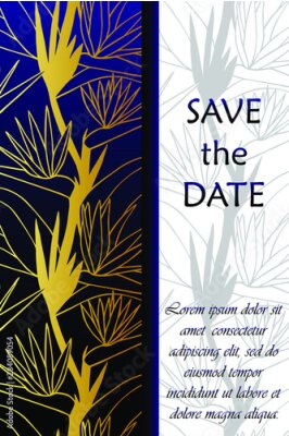 Papier peint  vector illustration eps10. Greeting card happy wedding, birthday, holiday. Invitation Strelitzia flower pattern. hand drawing.