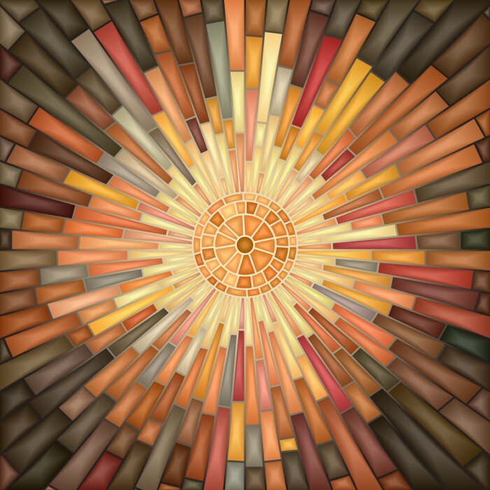 Papier peint  Vector mosaic illustration of sun in the sky.