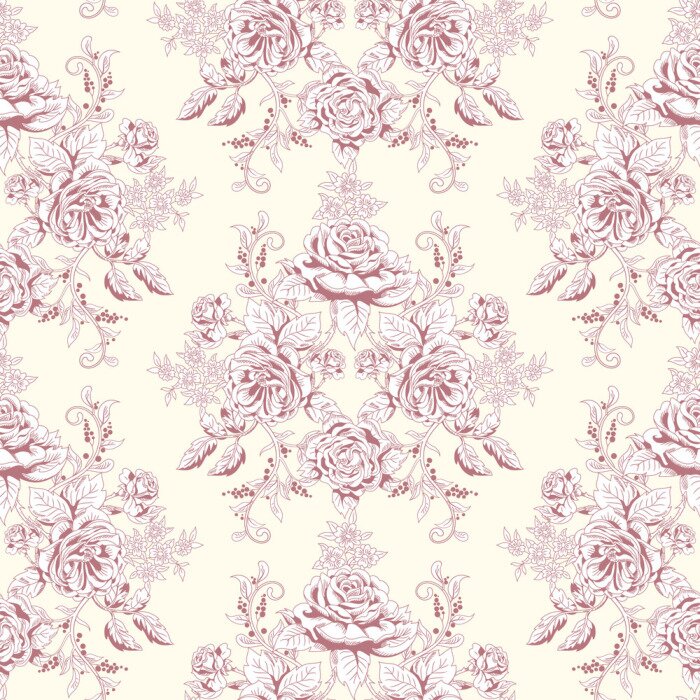 Papier peint  Vector seamless background. Hand drawing of a bouquet victorian garden roses. Vintage style