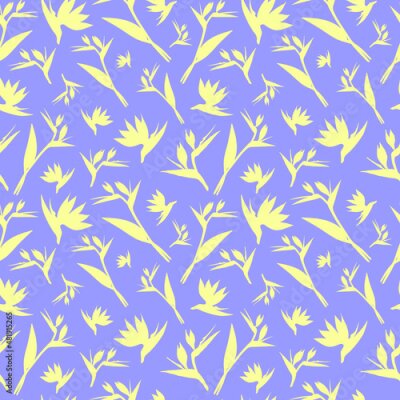 Papier peint  Vector seamless pattern. Seamless strelitzia flower pattern. Pastel tropical flowers isolated on velvet background. Strelitzia, bird of paradise, crane lily. Design for fashion textile, wallpapers.