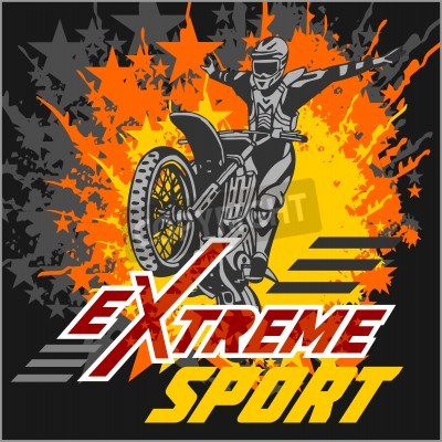 Papier peint  Vector sport extrême - motocross et de l'emblème.