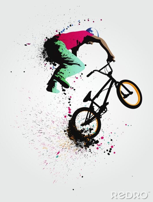 Papier peint  Vélo BMX et fond coloré