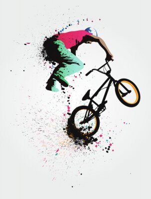 Papier peint  Vélo BMX et fond coloré