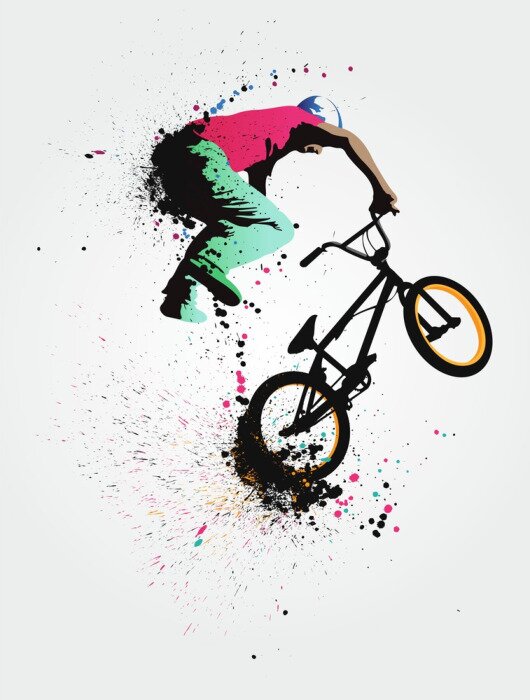 Papier peint  Vélo BMX et fond coloré