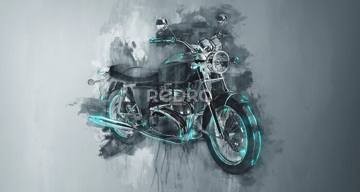 Papier peint  Vélo de moto classique en gris