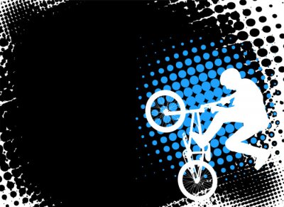 Vélo et cycliste sur fond abstrait