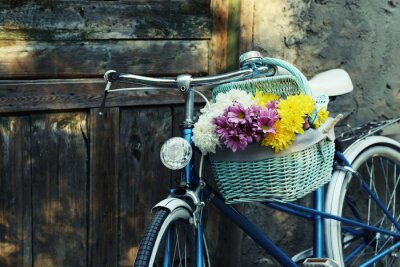 Papier peint  Vélo et panier de fleurs