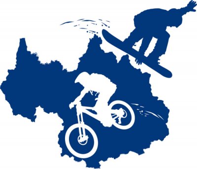 Papier peint  Vélo et planche de snowboard