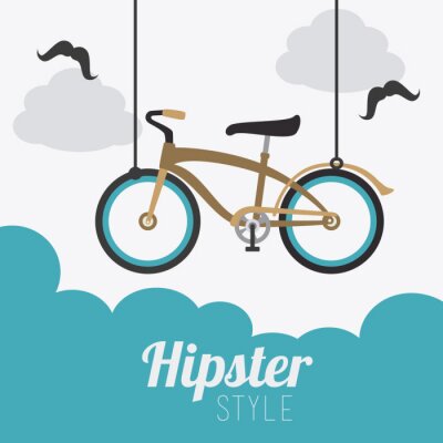 Papier peint  Vélo hipster bleu