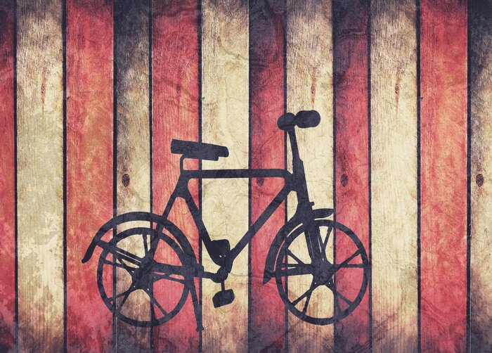 Papier peint  Vélo peint sur planches