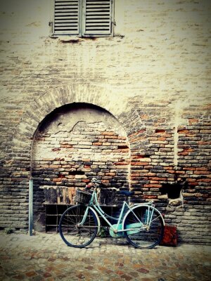 Papier peint  Vélo rétro devant un mur