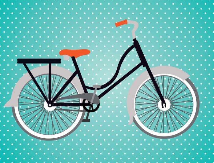 Papier peint  Vélo sur fond bleu en petits points