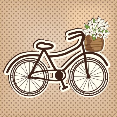Papier peint  Vélo vintage sur fond de petits points
