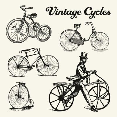 Papier peint  Vélos divers style vintage