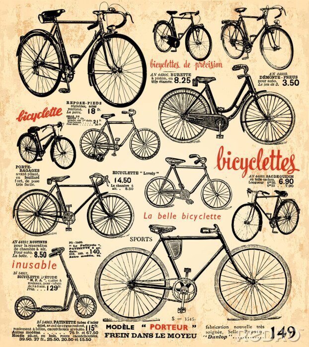 Papier peint  Vélos rétro à travers les années