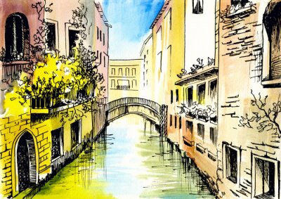 Papier peint  Venise en version peinture
