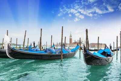 Papier peint  Venise turquoise et gondoles